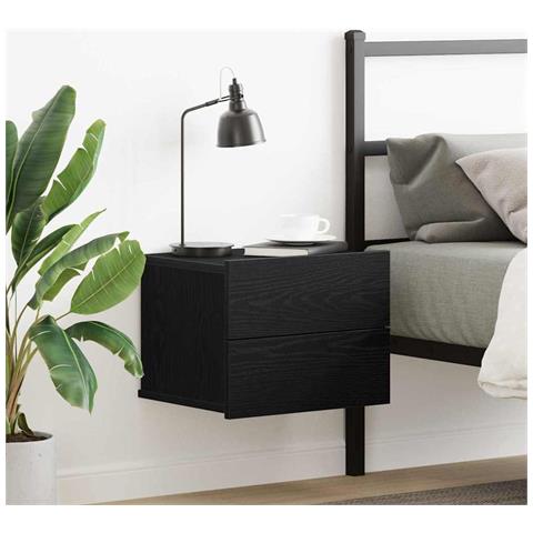 Armadio da Notte Rovere nero 40 x 30 x 30 cm Legno multistrato - Foto 2