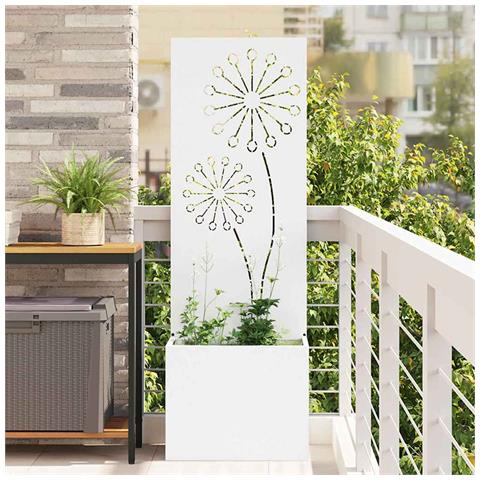 Vaso da Giardino con Pannello Decorativo Bianco 50 x 140 cm - Foto 2