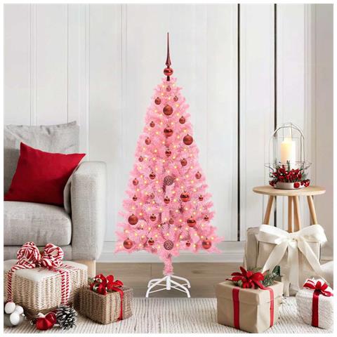 Albero di Natale con 150 LED con supporto Rosa 120 cm PVC - Foto 2