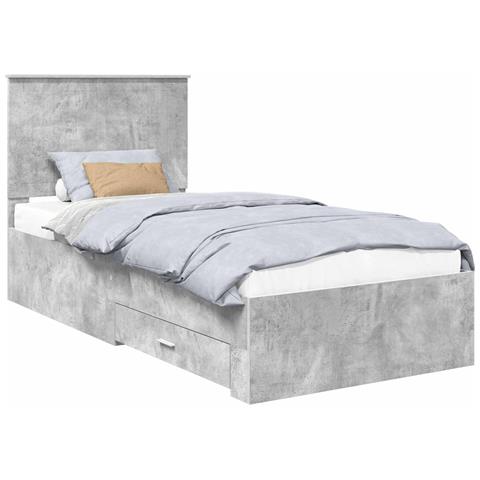 Struttura del letto con testiera Grigio cemento 90 x 190 cm - Foto 1