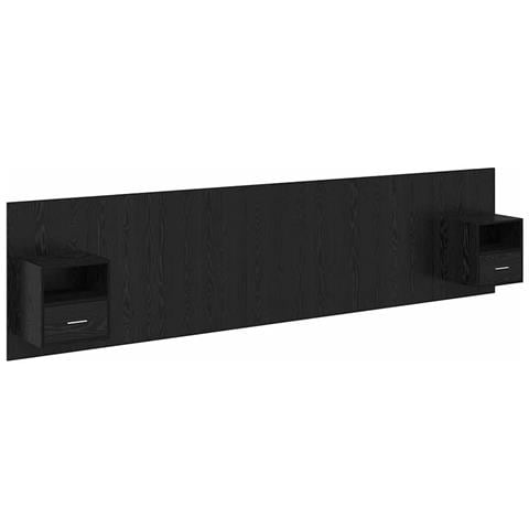 Testata con Comodino 3 pcs Rovere Nero Legno multistrato - Foto 1