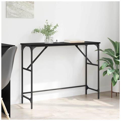 Tavolo consolle Rovere Nero 100 x 32 x 75 cm Legno multistrato - Foto 2