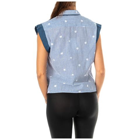 Camicia Smanicata Con Collo A Revers Lwc303 Donna - Foto 3