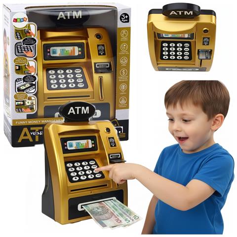 Salvadanaio ATM cassaforte nero oro pin suono - Foto 4