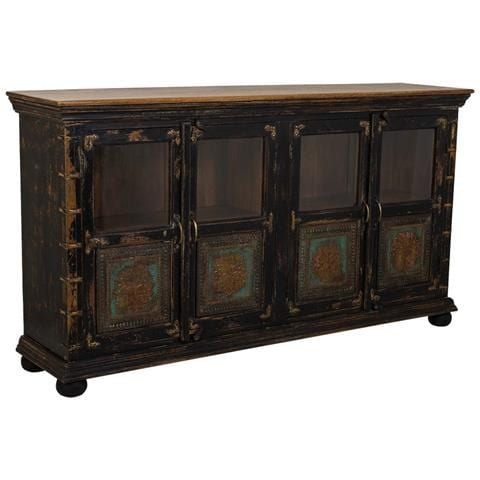 Credenza In Legno, Vetro E Metallo Marrone 170x40x90 - Foto 1