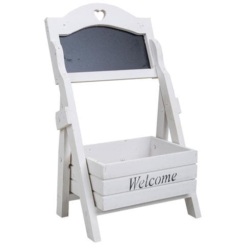 Cesto In Legno Con Bordo Bianco 26x16x43h - Foto 1
