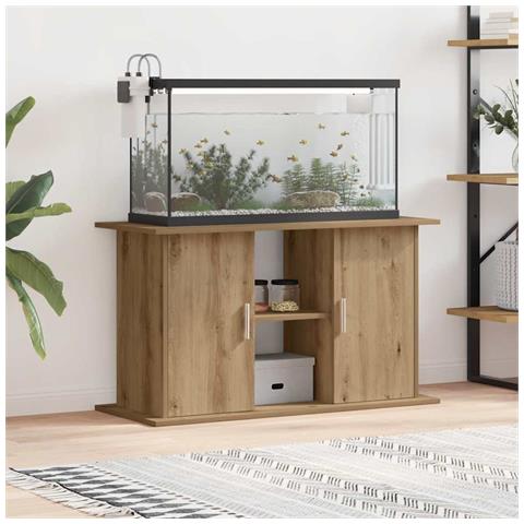 Supporto per acquario artigianale in rovere 101x41x58 cm in legno ingegnerizzato - Foto 2