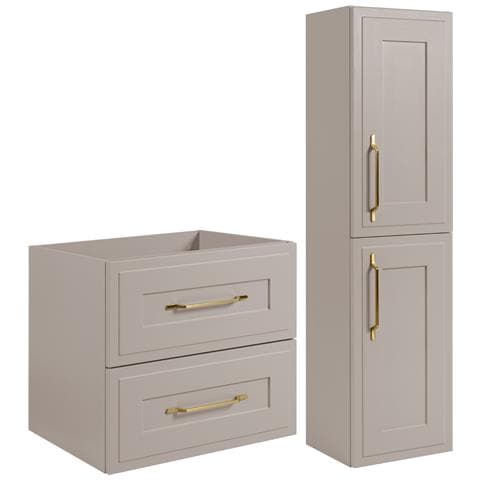 | Set di mobili da bagno - 60 cm & 136 cm - Cashmere opaco - Design funzionale - Mobili da bagno eleganti - Armadio alto da bagno - CLASSIC - Foto 1