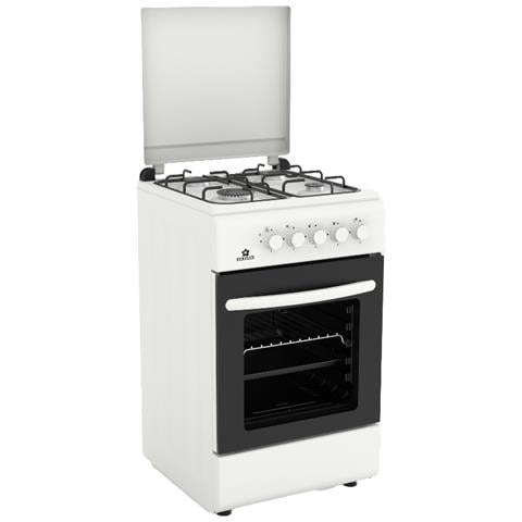 Cucina 4 Fuochi a Gas Forno a gas 50x50 cm Bianco 55 G40F WHITE - Foto 1
