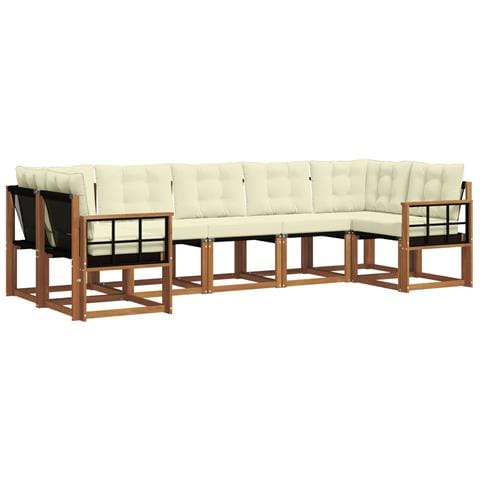 Set di divani da esterno con cuscino 7 pcs Naturale e Crema - Foto 1