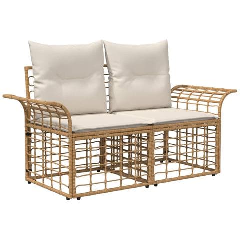 Set di divani da esterno 11 pcs Naturale e Bianco Crema - Foto 2
