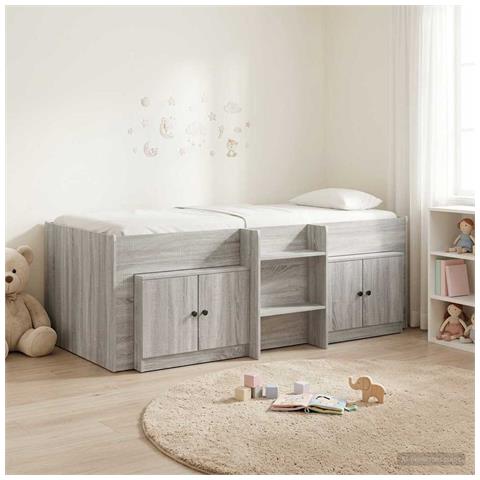 Struttura Letto Loft con Mobile con porta 3 pz Sonoma grigio - Foto 2