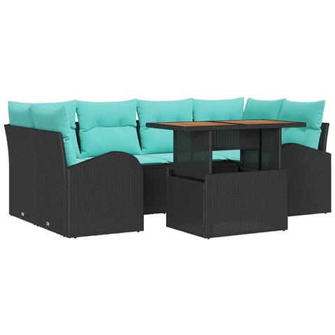 Set Divano da Giardino con archiviazione 7 pcs Nero Poly Rattan - Foto 1