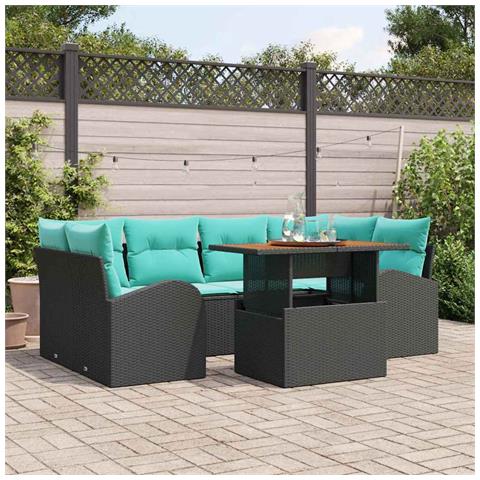 Set Divano da Giardino con archiviazione 7 pcs Nero Poly Rattan - Foto 2