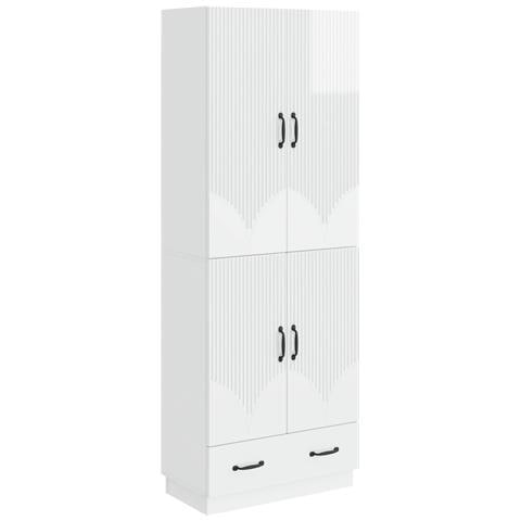 Set di armadi 2 pcs Bianco Lucido Legno ingegnerizzato - Foto 1
