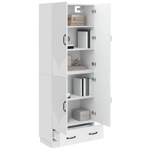 Set di armadi 2 pcs Bianco Lucido Legno ingegnerizzato - Foto 2