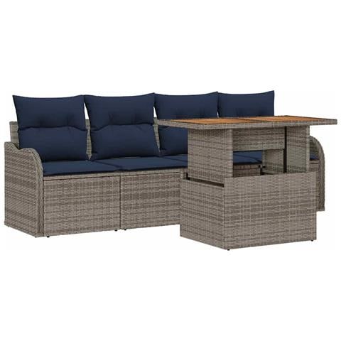 Set Divano da Giardino 5 pz grigio e blu navy - Foto 1