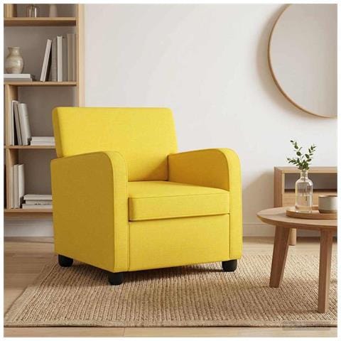 Poltrona Giallo Chiaro Tessuto - Foto 2