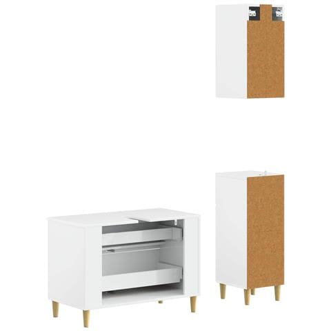 Set di armadietti da bagno in 3 pezzi DELFT Bianco Lucido - Foto 10