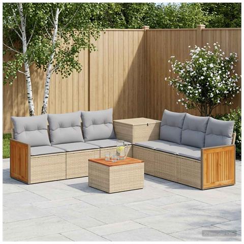 Set di divani 8 pz Beige e Grigio Chiaro - Foto 10