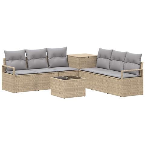 Set di divani 8 pz Beige e Grigio Chiaro - Foto 1