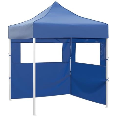 Gazebo Pieghevole Professionale 2 Pareti 2x2m Acciaio Blu - Foto 1