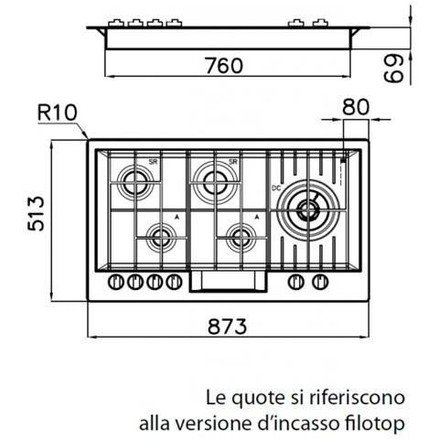 Piano Cottura 7206 082 a Gas 5 Fuochi Gas Colore Inox - Foto 2