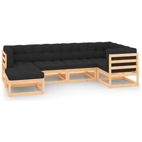 Set Divani Giardino 6 pz con Cuscini in Legno Massello di Pino - Foto 1