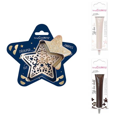 Kit Tagliabiscotti Stella + 2 Penne Al Cioccolato Bianche E Marroni - Foto 1