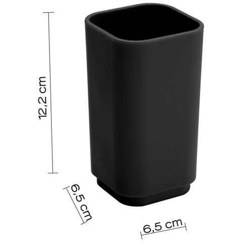Portaspazzolini D'appoggio In Plastica Riciclata 6398 Gedy Serie Seventy Nero Matt - Foto 3