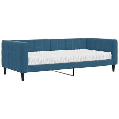 Divano Letto Con Materasso Blu 90x200 Cm In Velluto - Foto 1