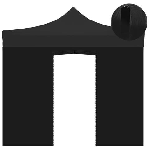 Telo Laterale Impermeabile Nero Con Porta Avvolgibile Per Gazebo Richiudibile - 3x2mt - Foto 3