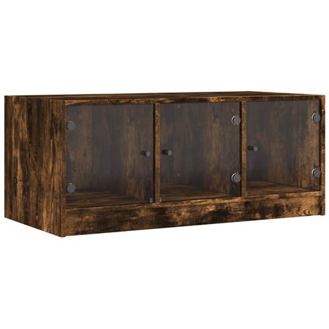 Tavolino Da Salotto Con Ante In Vetro Rovere Fumo 102x50x42 Cm - Foto 2