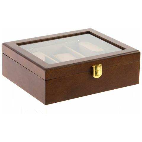 Scatola-portagioie Dkd Home Decor 21 X 18 X 8 Cm Cristallo Marrone Legno Mdf - Foto 1