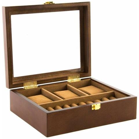 Scatola-portagioie Dkd Home Decor 21 X 18 X 8 Cm Cristallo Marrone Legno Mdf - Foto 3