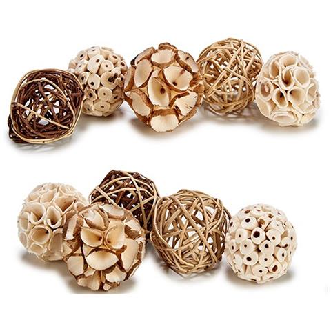 Sfera Decorativa Naturale Bianco Marrone Nero (24 Unità) - Foto 2