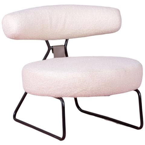 Poltrona Di Design Rivestita In Bouclé E Base In Acciaio - Oxford - Foto 1