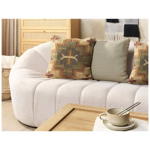Set Di 2 Cuscini Pulicat Iuta 45 X 45 Cm Geometrico Verde - Foto 1