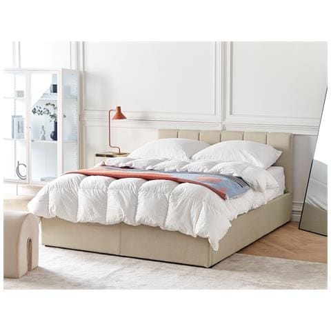 Letto Contenitore Tessuto Dreux 140 X 200 Cm Beige - Foto 1