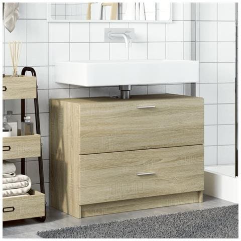 Mobile Sottolavabo Rovere Sonoma 78x37x59 Cm In Truciolare - Foto 3