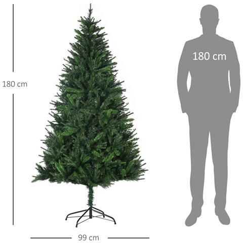 Albero Di Natale Artificiale 180cm Con 786 Rami, 2 Sezioni E Base In Metallo, Verde - Foto 2