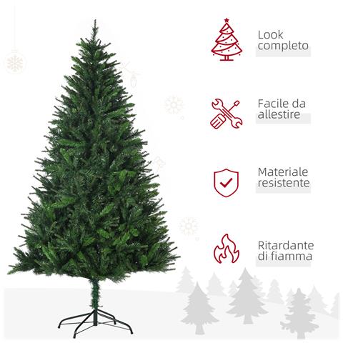 Albero Di Natale Artificiale 180cm Con 786 Rami, 2 Sezioni E Base In Metallo, Verde - Foto 6