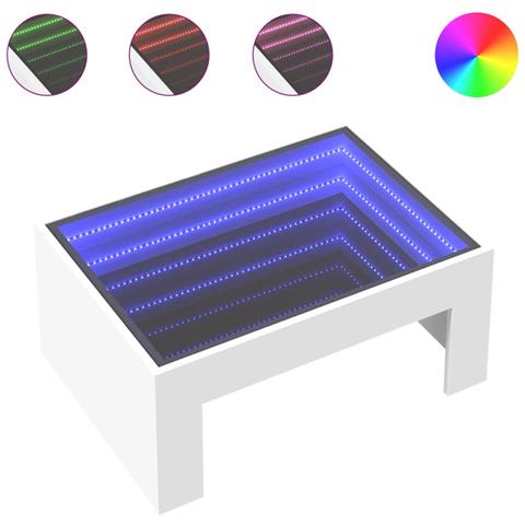 Tavolino Da Salotto Con Led Infinity Bianco 70x50x30 Cm - Foto 2