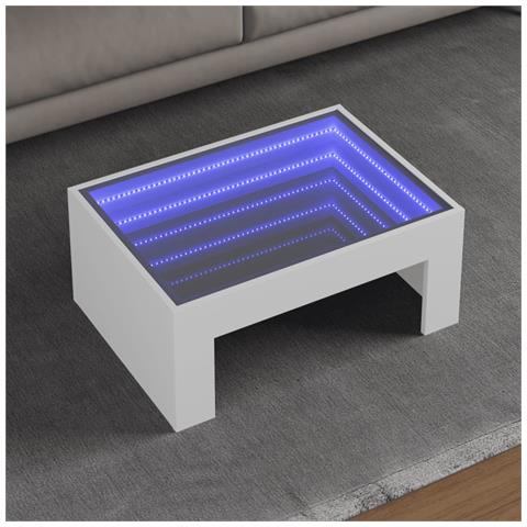 Tavolino Da Salotto Con Led Infinity Bianco 70x50x30 Cm - Foto 1