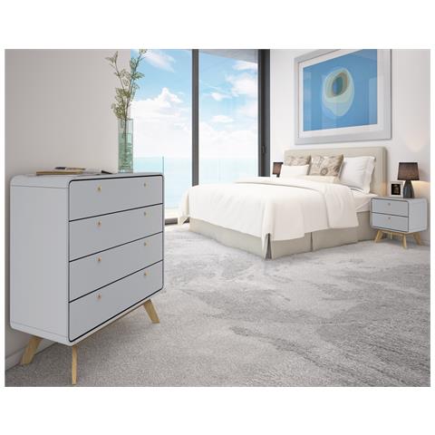 Cassie Comò Con 4 Cassetti In Truciolare Grigio - Foto 7