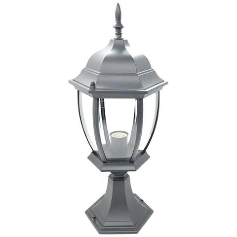 Lampione Per Cancello Lampioncino Lanterna In Vetro Attacco E27 Grigio Es45 - Foto 2