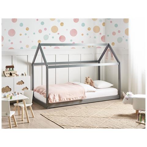 Letto Per Bambini Casa Legno Di Pino Tosse 90 X 200 Cm Grigio - Foto 1