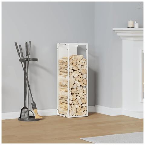 Rastrelliera per Legna da Ardere Bianca 25x25x80 cm - Foto 2