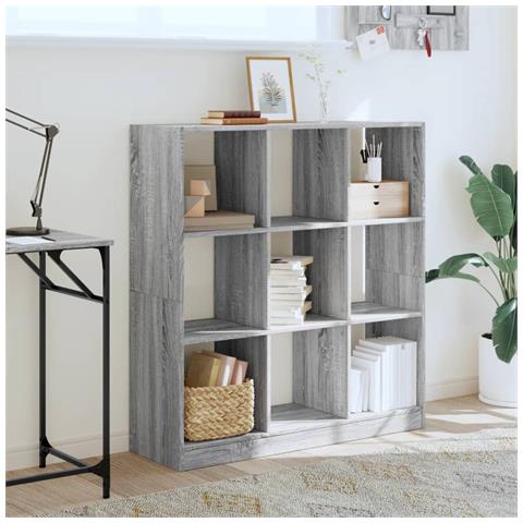 Libreria Grigio Sonoma 102x32x108 Cm In Legno Multistrato - Foto 3