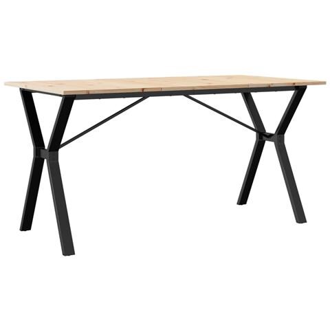 Tavolo Da Pranzo Telaio A Y 160x80x75 Cm Legno Pino E Acciaio - Foto 2